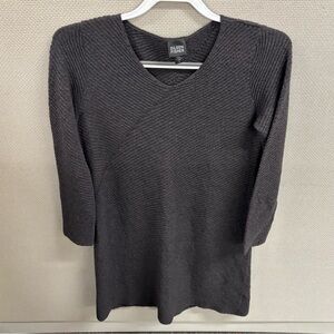 EILEEN FISHER V-neck Ribbed Sweater Dress Italian Yarn Women’s Size S